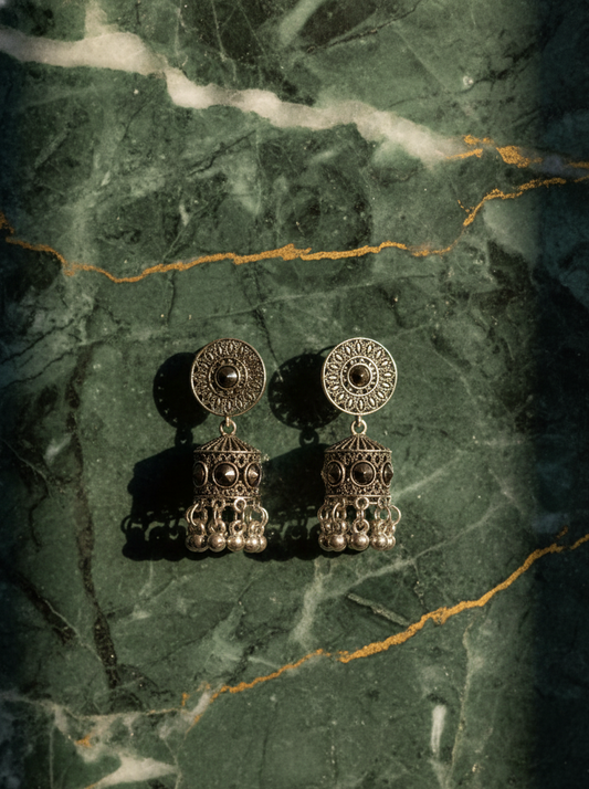 Classic Black & Silver Oxidized Jhumka