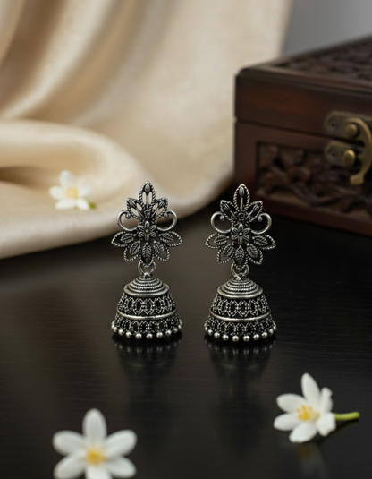 Traditional Indian Antique Finish Jhumki Earrings