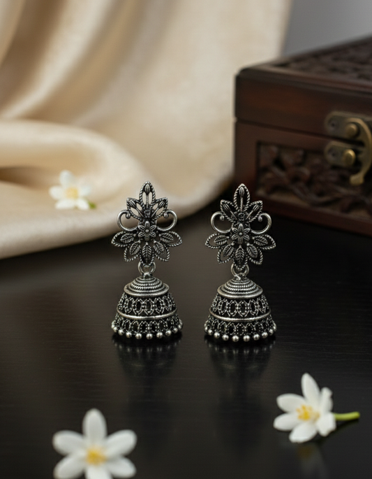 Traditional Indian Antique Finish Jhumki Earrings