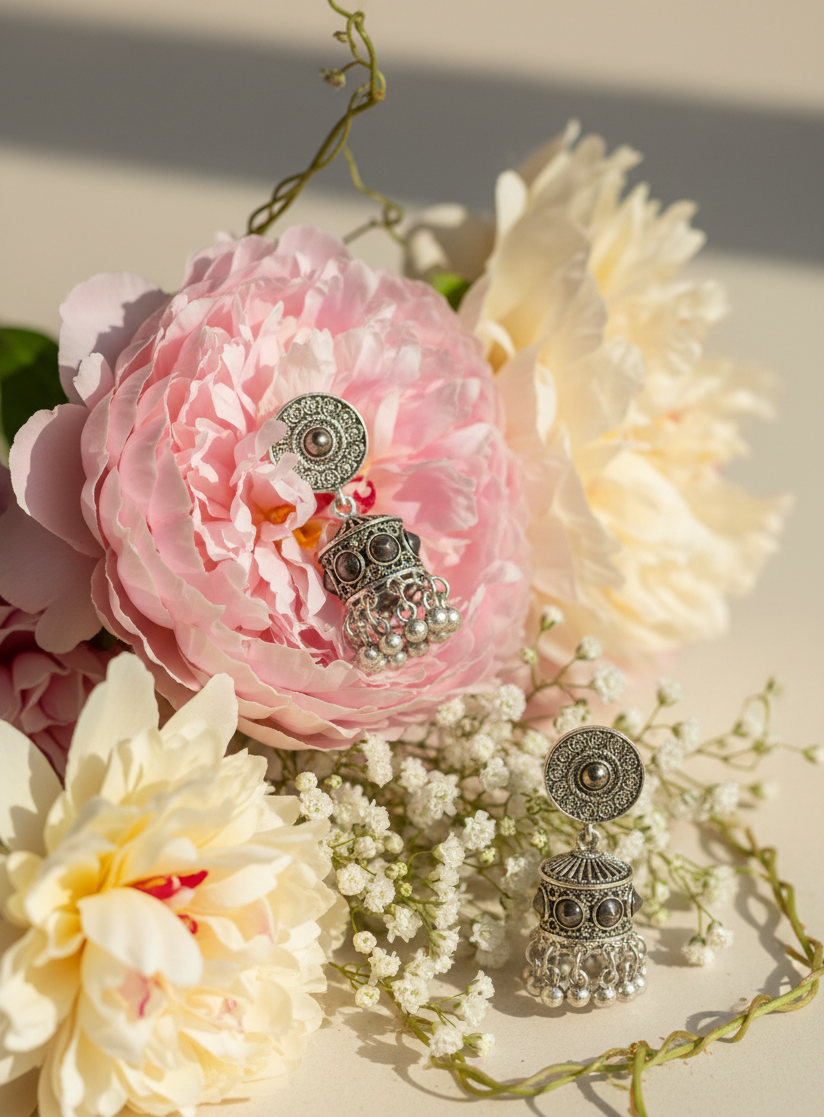 Classic Black & Silver Oxidized Jhumka