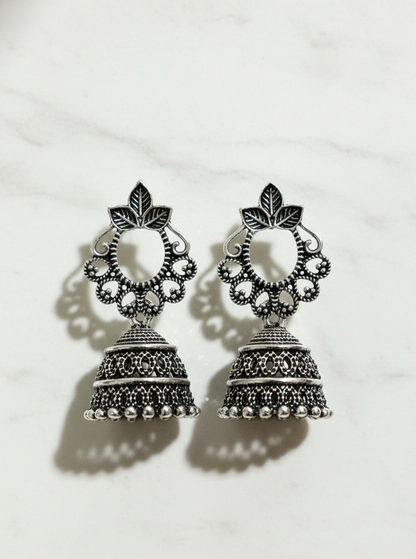Vintage Look Oxidised Jhumka Earrings | Perfect for Saree & Kurti