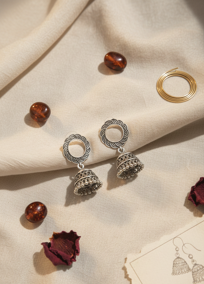 Antique Look Bell Drop Jhumki Earrings - Indian Ethnic Jewelry