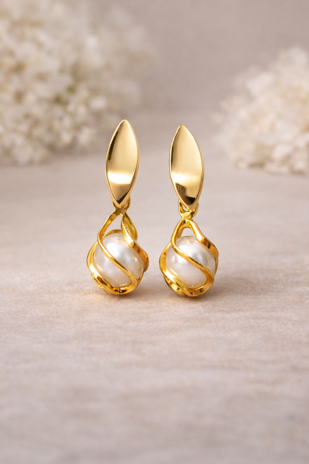 Pearl Petal Gold Earrings