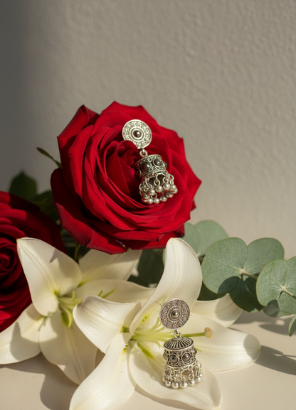 Classic Black & Silver Oxidized Jhumka