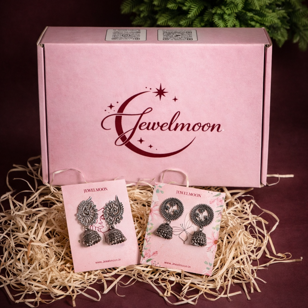 Jewel Moon 9 Pcs Jewelry Combo – 7 Earrings + FREE Nazar Bracelet + Surprise Pendant 🎁