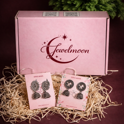 Jewel Moon 9 Pcs Jewelry Combo – 7 Earrings + FREE Nazar Bracelet + Surprise Pendant 🎁