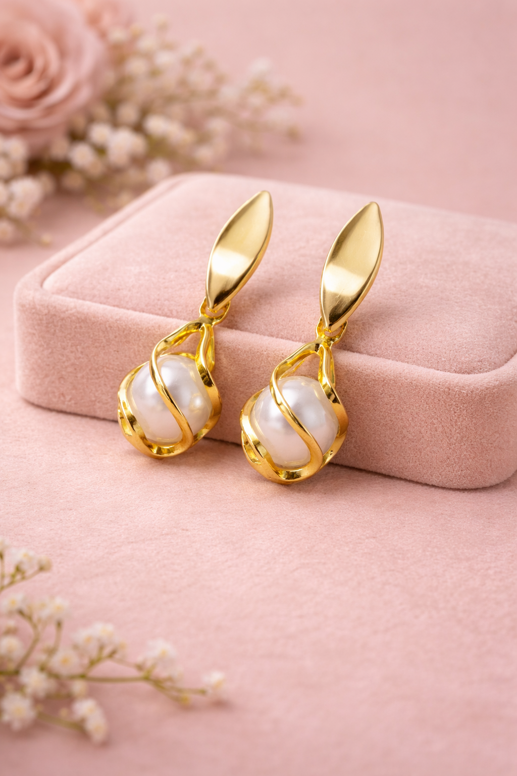 Pearl Petal Gold Earrings