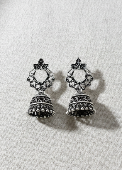 Vintage Look Oxidised Jhumka Earrings | Perfect for Saree & Kurti