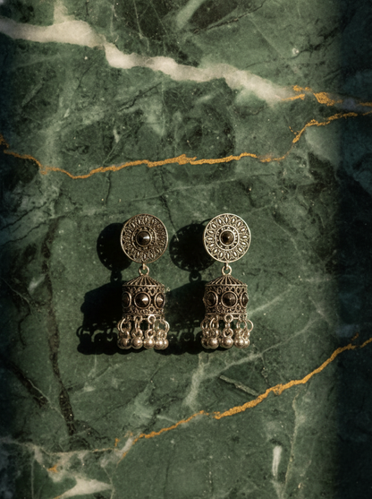 Classic Black & Silver Oxidized Jhumka